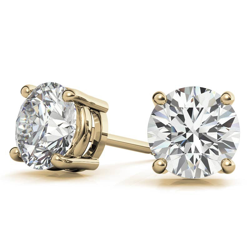 Start2Finish 0.50 CTW AGI Certified Lab Grown Diamond stud earrings in 14K white or yellow gold, featuring G-VS clarity.