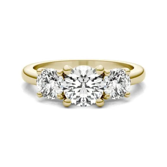 Start2Finish 2 CTW AGI Certified Lab Grown Diamond three stone engagement ring in 14K yellow or white gold, featuring G-VS diamonds.