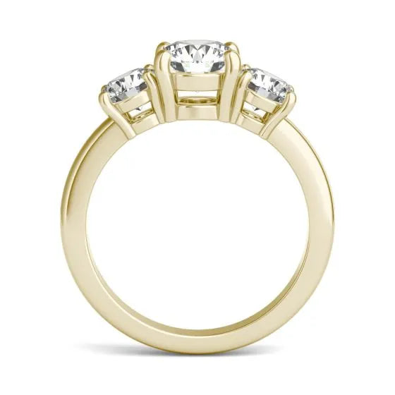 Start2Finish 2 CTW AGI Lab Grown Diamond Three Stone Engagement Ring in 14K Yellow or White Gold, featuring G-VS quality diamonds.