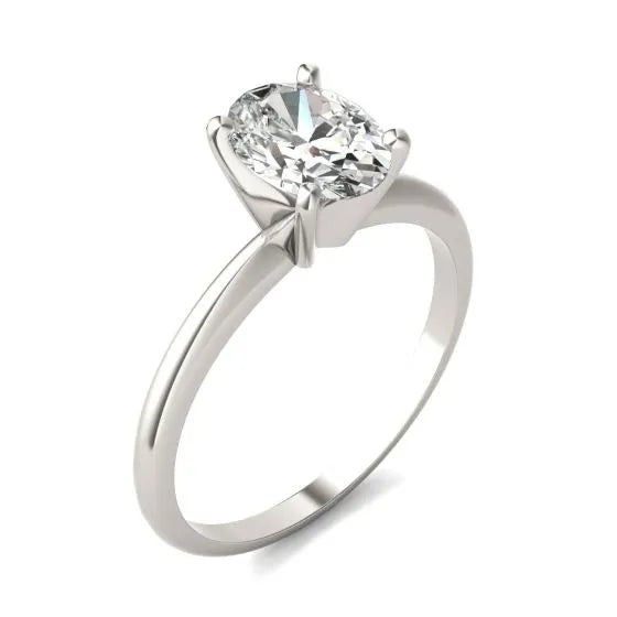 Oval lab-grown diamond solitaire engagement ring in 14K white gold with 1.5 carats from Start2Finish.