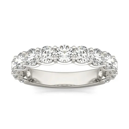 Start2Finish 14K white gold lab-grown diamond half eternity ring with round cut G-VS stones, 2 1/15 CTW, elegant and sparkling.