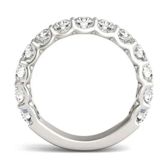 Start2Finish 14K white gold lab-grown diamond half eternity ring with round cut G-VS diamonds, 2 1/15 CTW, detailed jewelry image.
