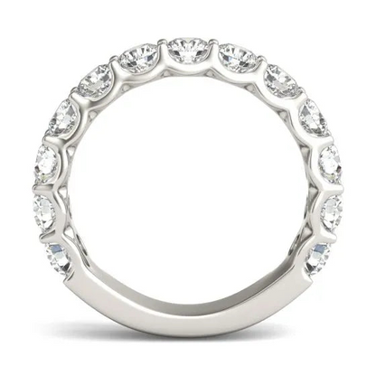 Start2Finish 14K white gold lab-grown diamond half eternity ring with round cut G-VS diamonds, 2 1/15 CTW, detailed jewelry image.