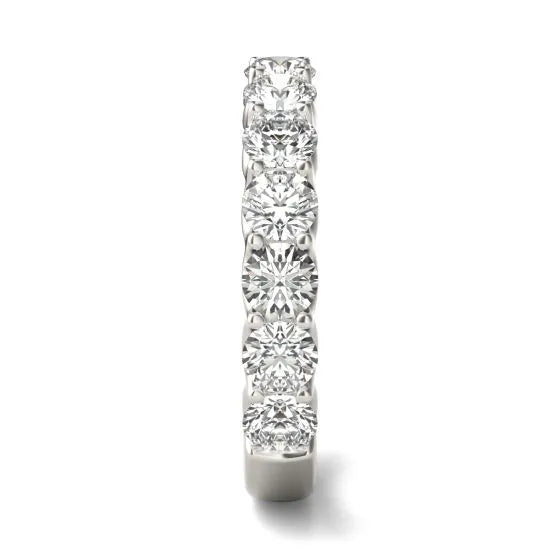 Start2Finish 14K white gold lab-grown round cut diamond half eternity ring with G-VS clarity, 2 1/15 CTW, detailed close-up image.