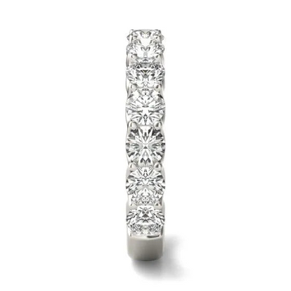Start2Finish 14K white gold lab-grown round cut diamond half eternity ring with G-VS clarity, 2 1/15 CTW, detailed close-up image.