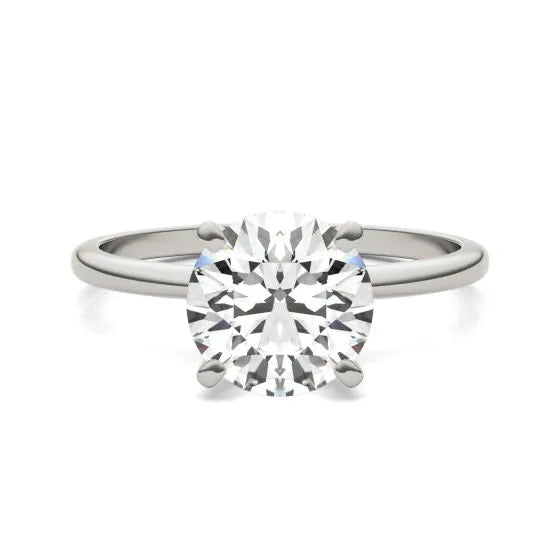 Round lab-grown diamond solitaire engagement ring in 14K white gold with G-VS clarity, featuring a 2-carat total weight from Start2Finish.