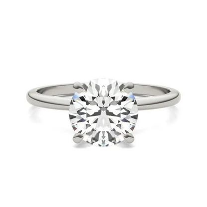 Round lab-grown diamond solitaire engagement ring in 14K white gold with G-VS clarity, featuring a 2-carat total weight from Start2Finish.