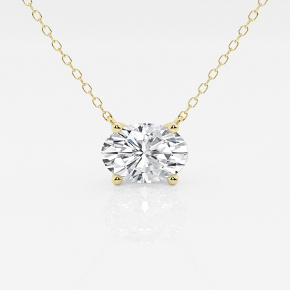 Oval lab-grown diamond solitaire pendant with 1.00 Ctw in white or yellow gold, showcasing a sparkling gemstone.