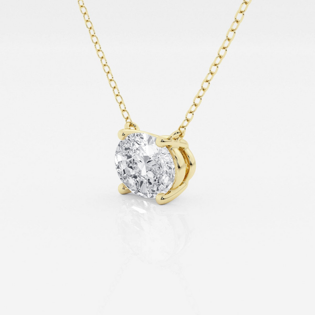 Oval lab-grown diamond solitaire pendant in white and yellow gold, 1.00 Ctw, featuring elegant jewelry craftsmanship.