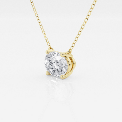 Oval lab-grown diamond solitaire pendant in white and yellow gold, 1.00 Ctw, featuring elegant jewelry craftsmanship.