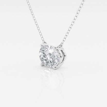Oval lab-grown diamond solitaire pendant in white and yellow gold, featuring a 1.00 carat center stone with elegant design.