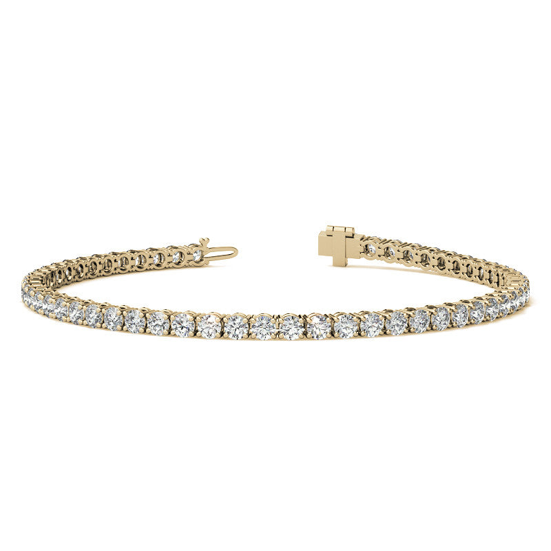 Start2Finish 4.00 CTW AGI Certified Lab-Grown Diamond tennis bracelet in 14K white or yellow gold, featuring sparkling G/VS diamonds.