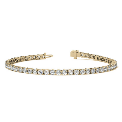 Start2Finish 4.00 CTW AGI Certified Lab-Grown Diamond tennis bracelet in 14K white or yellow gold, featuring sparkling G/VS diamonds.