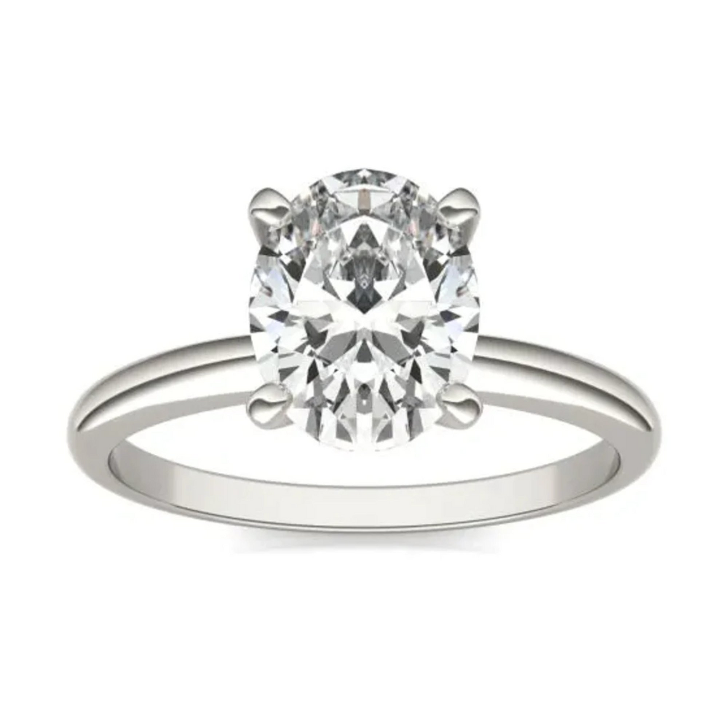 Start2Finish 2.00 CTW AGI Certified Oval Lab Grown Diamond Solitaire Engagement Ring in 14K White Gold, G-VS clarity.
