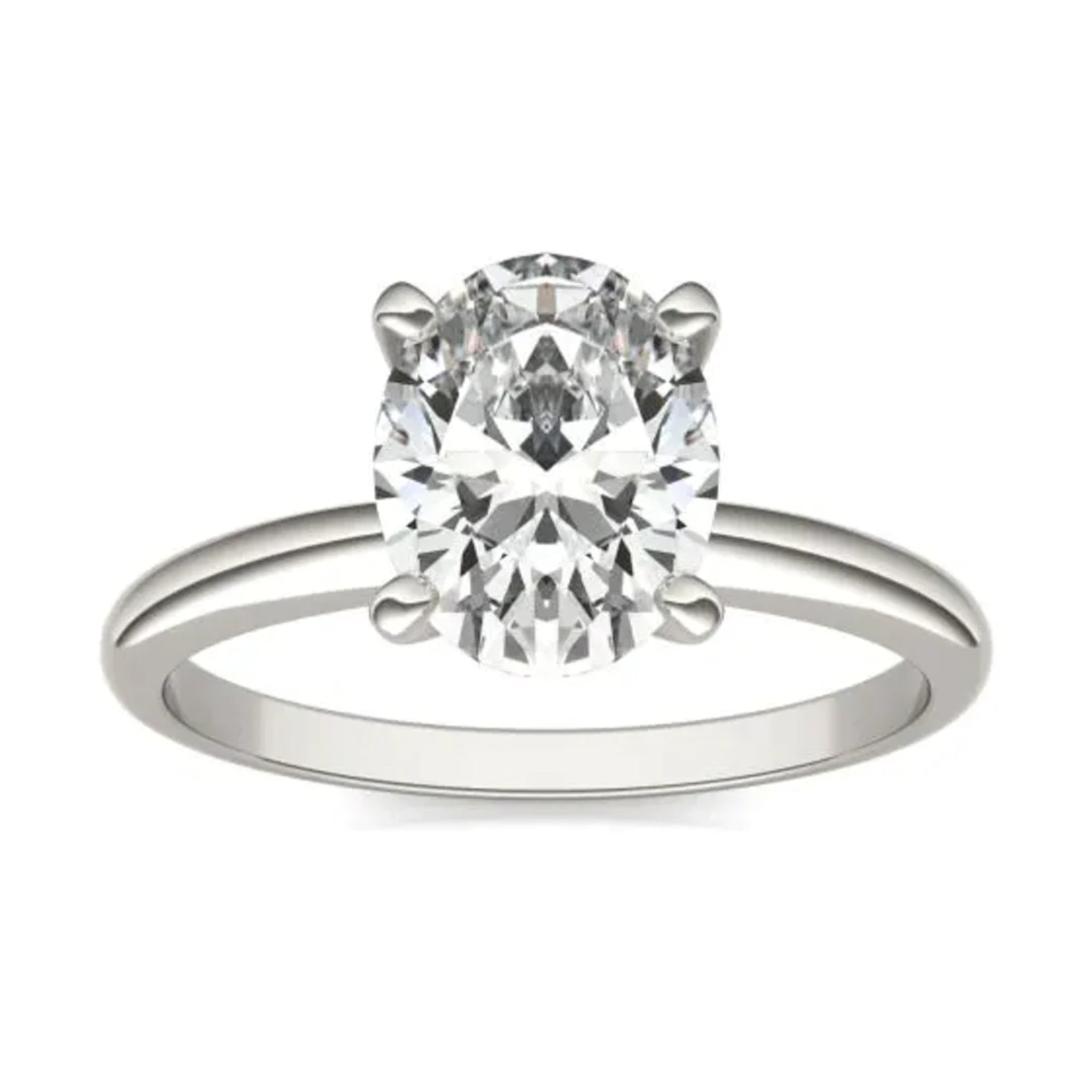 Start2Finish 2.00 CTW AGI Certified Oval Lab Grown Diamond Solitaire Engagement Ring in 14K White Gold, G-VS clarity.