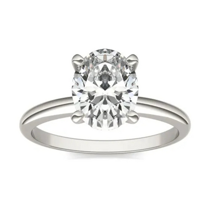 Start2Finish 2.00 CTW AGI Certified Oval Lab Grown Diamond Solitaire Engagement Ring in 14K White Gold, G-VS clarity.