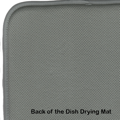 Alaska Forget-me-nots watercolor dish drying mat in home decor with floral design and blue and purple hues.