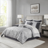 Start2Finish 12-piece Jacquard comforter set with matching bed sheets, featuring intricate woven patterns in a cozy bedroom display.
