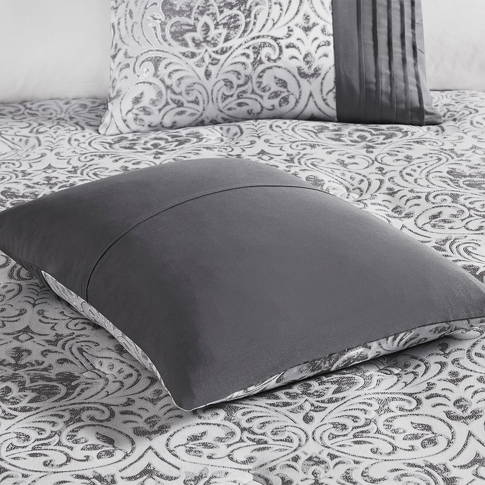 Start2Finish 12-piece Jacquard comforter set with matching bed sheets, featuring intricate woven pattern and cozy fabric.