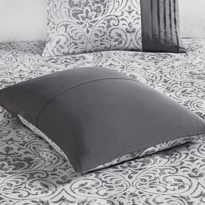 Start2Finish 12-piece Jacquard comforter set with matching bed sheets, featuring intricate woven pattern and cozy fabric.