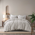 Ivory Cairo 3-piece cotton jacquard duvet bedding set by Start2Finish, featuring intricate pattern and soft fabric.