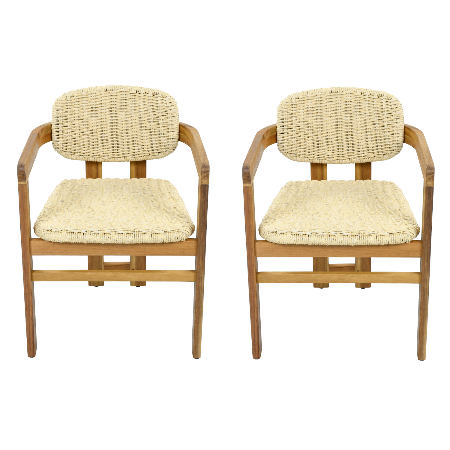 Beige rattan accent chair with wooden legs, ideal for living room or bedroom seating, by Start2Finish.