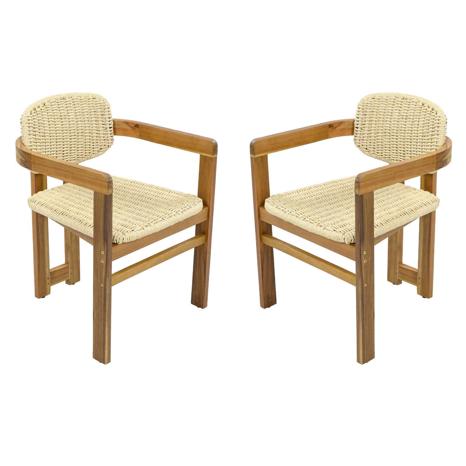 Beige rattan accent chair with wooden legs, stylish seating for living room or bedroom by Start2Finish.