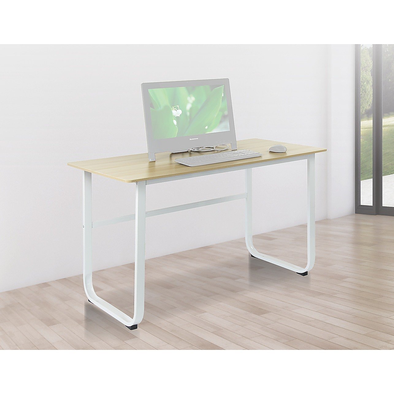 Wood and steel solid computer desk from Magenta Danae, ideal for home office, featuring a modern design with a spacious work surface.