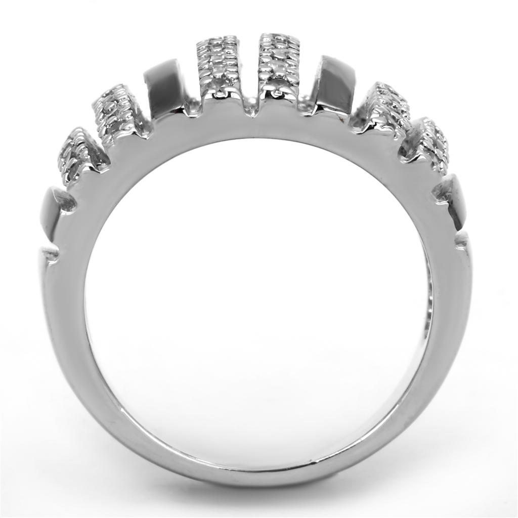 Rhodium and ruthenium brass ring with AAA grade clear cubic zirconia, jewelry and watches by Turquoise Tiger.