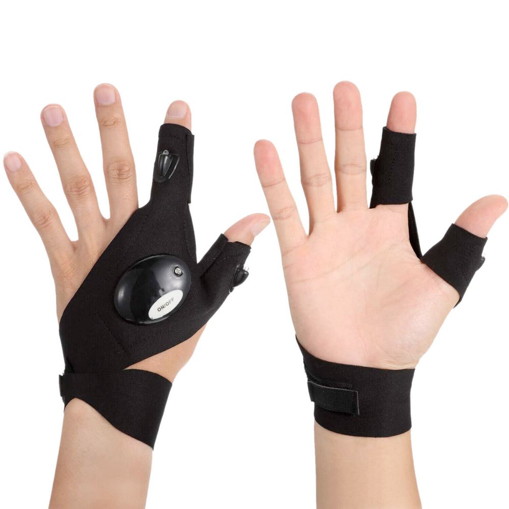 Yellow Pandora LED flashlight gloves, multifunctional gift set with illuminated gloves for versatile lighting and outdoor use.