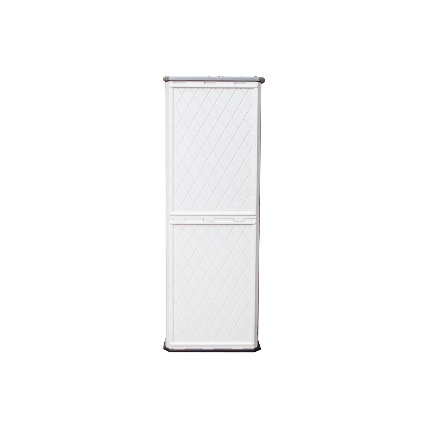 Emerald Thanatos Horti Cubic 66 cu. ft. outdoor vertical storage shed with organized compartments and durable metal construction.