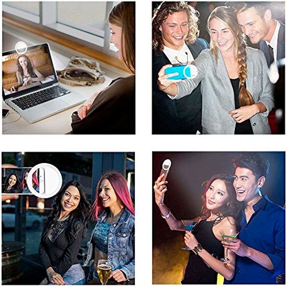Yellow Pandora portable selfie ring clip for mobile phones, compact LED ring light for enhanced selfies and video calls.