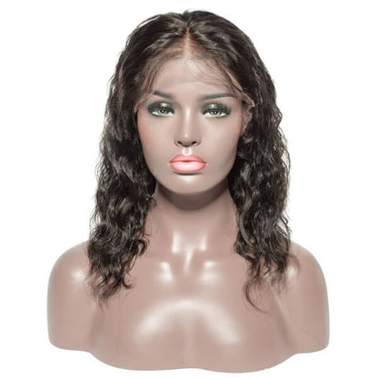 Natural wave bob lace front wig by Peach Epimetheus with 13x4 lace, featuring elegant natural-looking human hair.