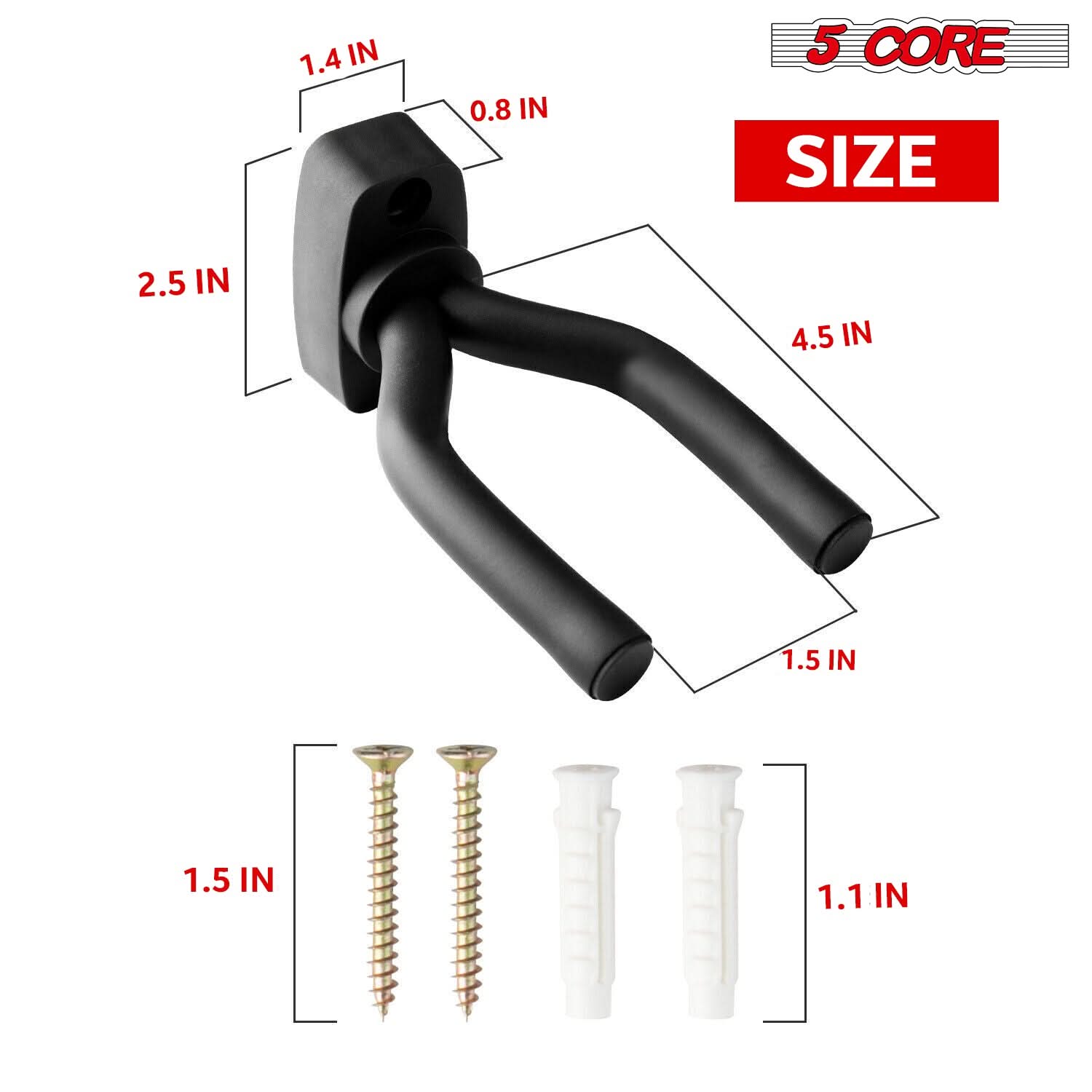 Violet Rose 5Core guitar wall mount hanger with soft padding, designed for secure display of guitars on the wall.
