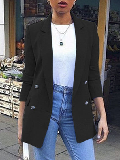 Women’s solid color check jacket by Fuchsia Simba, stylish fall 2019 women&