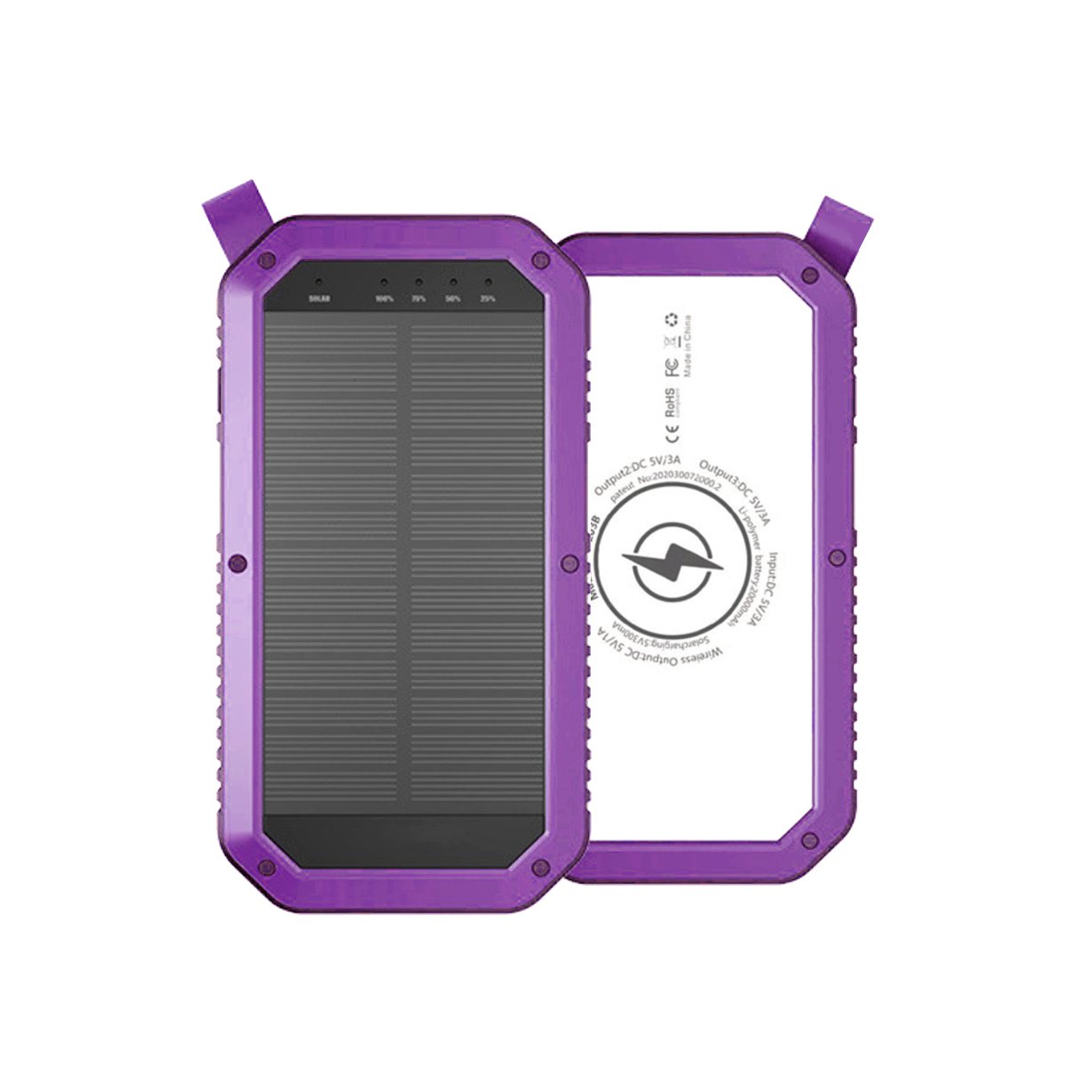 Salmon Lucky Sun Chaser Mini solar-powered wireless phone charger with 10,000mAh capacity, compact tech accessory with solar panel
