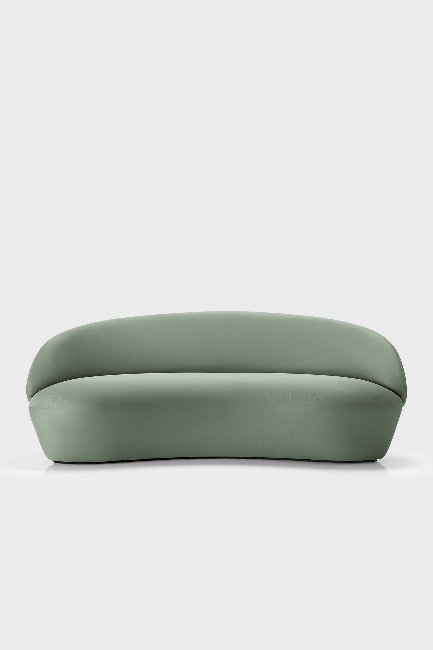 Aquamarine Poppy Naïve 3-seater sofa with plush cushions and sleek design, shown from a front angle in a modern living room setting.