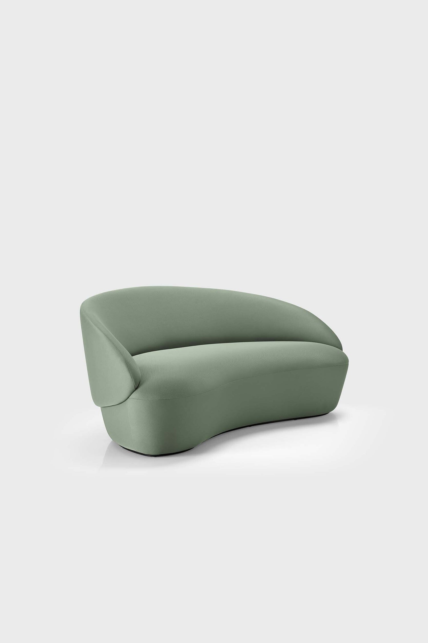 Aquamarine Poppy Naïve 3-seater sofa with light-colored upholstery and modern design, shown from a front angle.