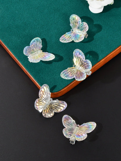 Set of 5 transparent butterfly hairpins from White Demeter featuring delicate jewelry-style hair clips for elegant hair styling.