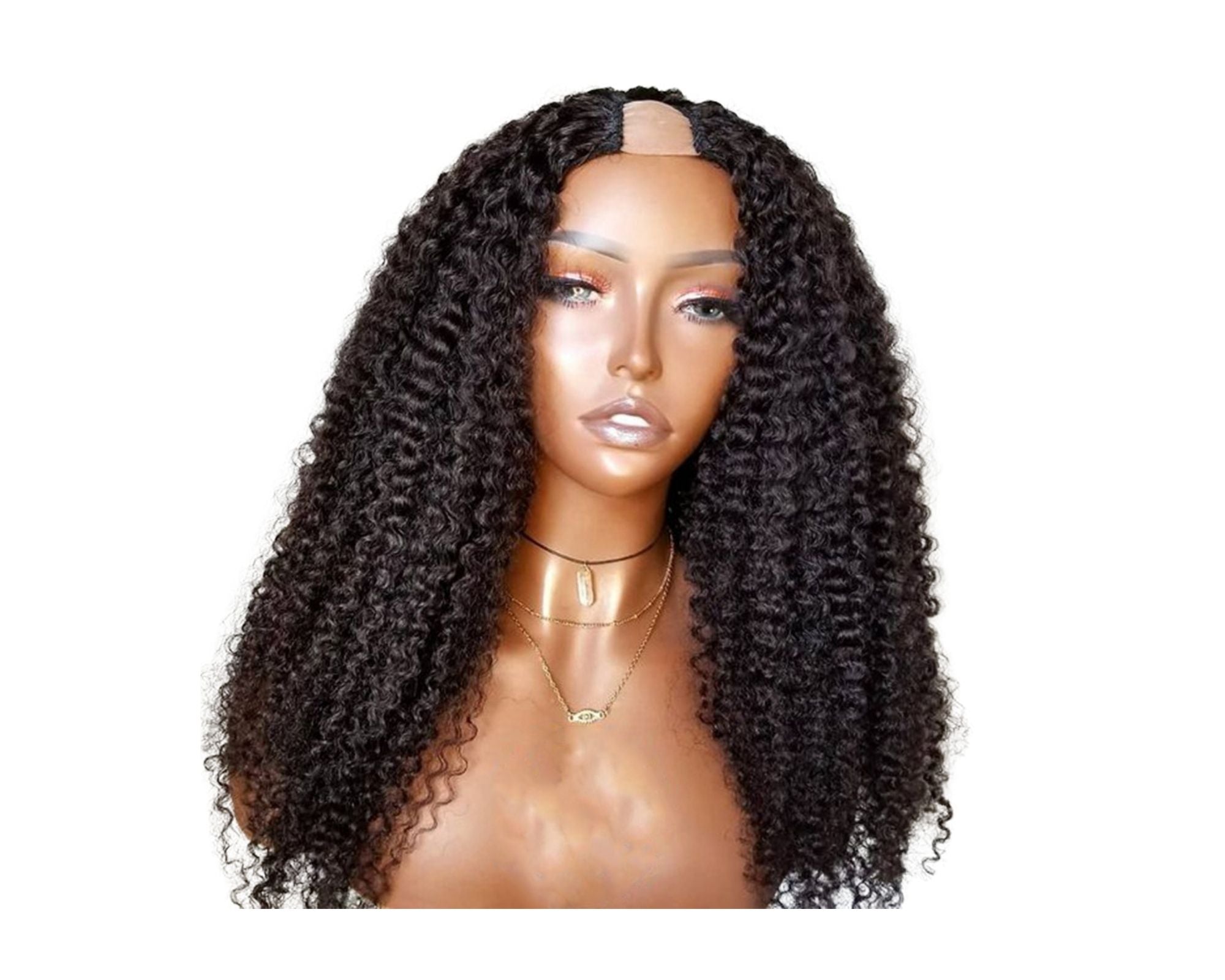 Cerise Alfie deep wave Brazilian Remy human hair U part wig for Black women, showcasing natural deep wave texture and realistic hairline.