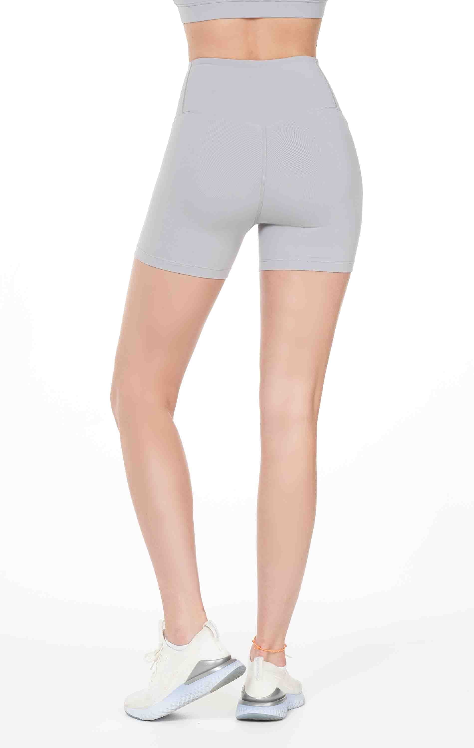 Lemon Molly hybrid Cloudlux high waist shorts in stone grey, tight fit, women&