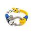 Yellow and white shackle nautical bracelet by Teal Abderus featuring a stylish maritime design and adjustable cord.