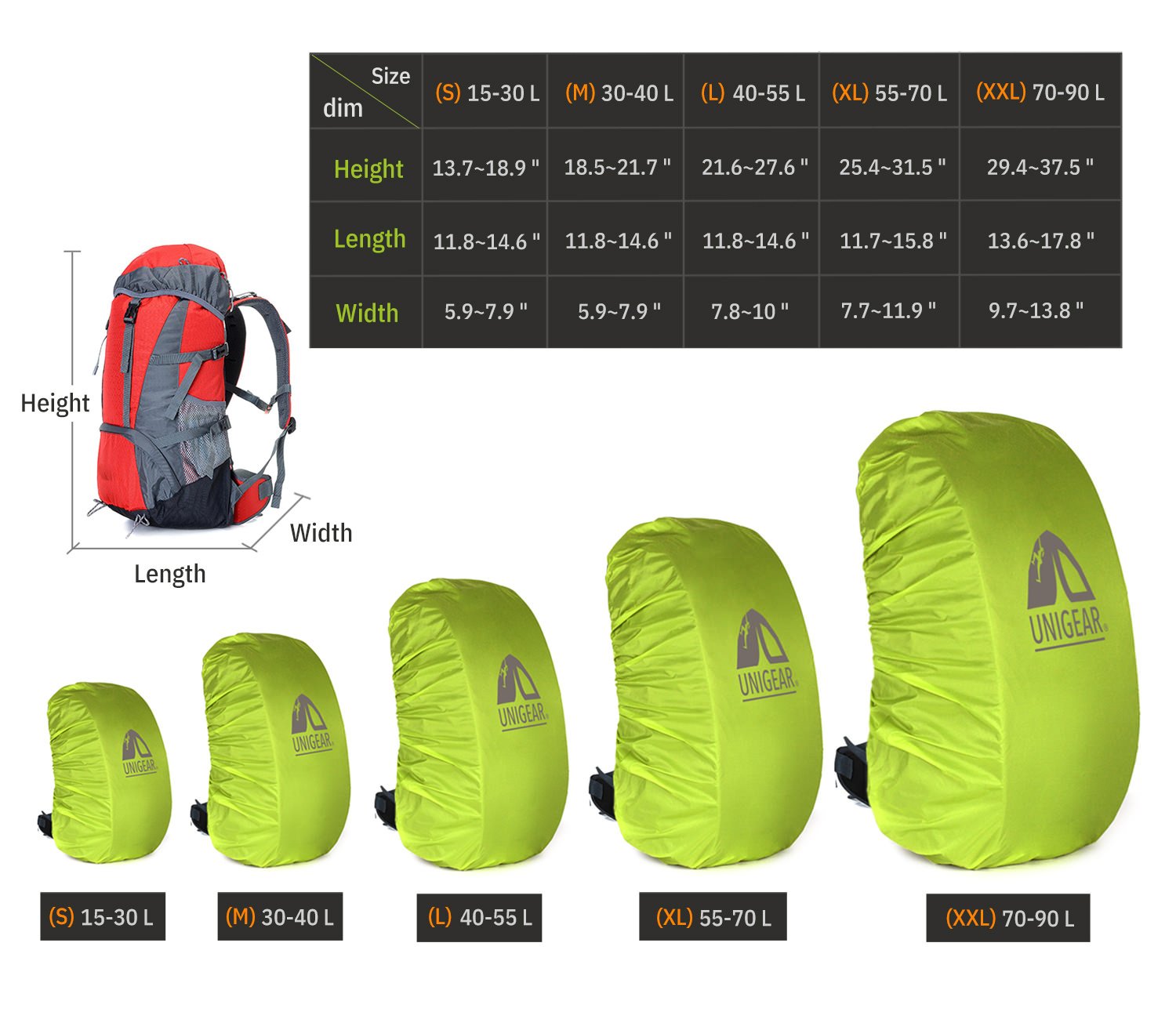 Indigo Eurybia waterproof backpack rain cover, 5000mm waterproof, suitable for 10L to 90L outdoor sports and hiking backpacks.