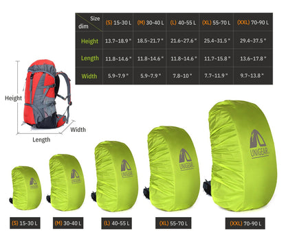 Indigo Eurybia waterproof backpack rain cover, 5000mm waterproof, suitable for 10L to 90L outdoor sports and hiking backpacks.