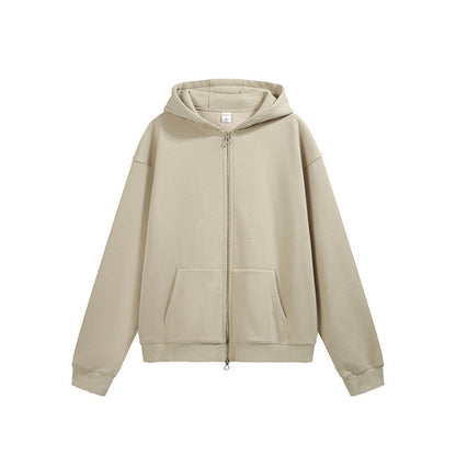 Carmine Juneberry flame single-layer fleece-lined hooded jacket in solid color, showing the jacket&