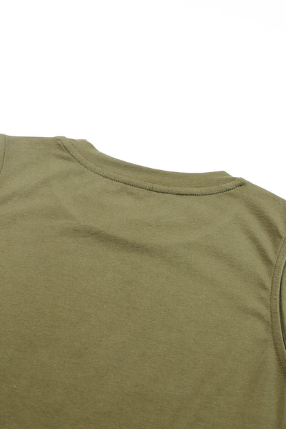 Harlequin Daisy green crew neck tank top and ruffled drawstring shorts lounge set, perfect for casual comfort.