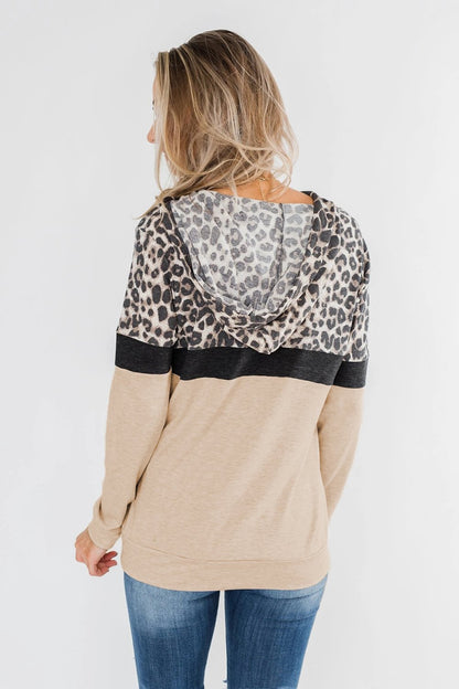 Jade Into the Jungle color block hoodie for women, featuring vibrant jungle-inspired design and comfortable casual fit.