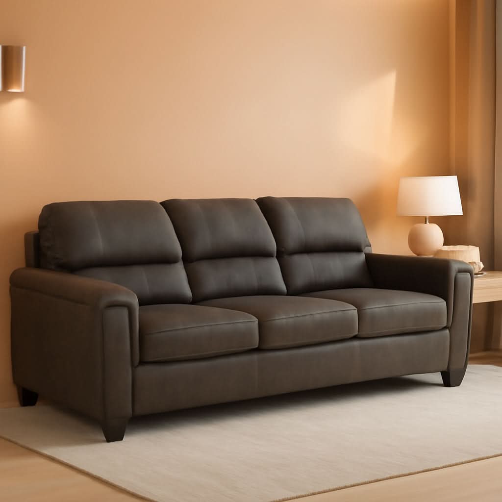 Queen Faux Leather Contemporary Sleeper Couch Gray