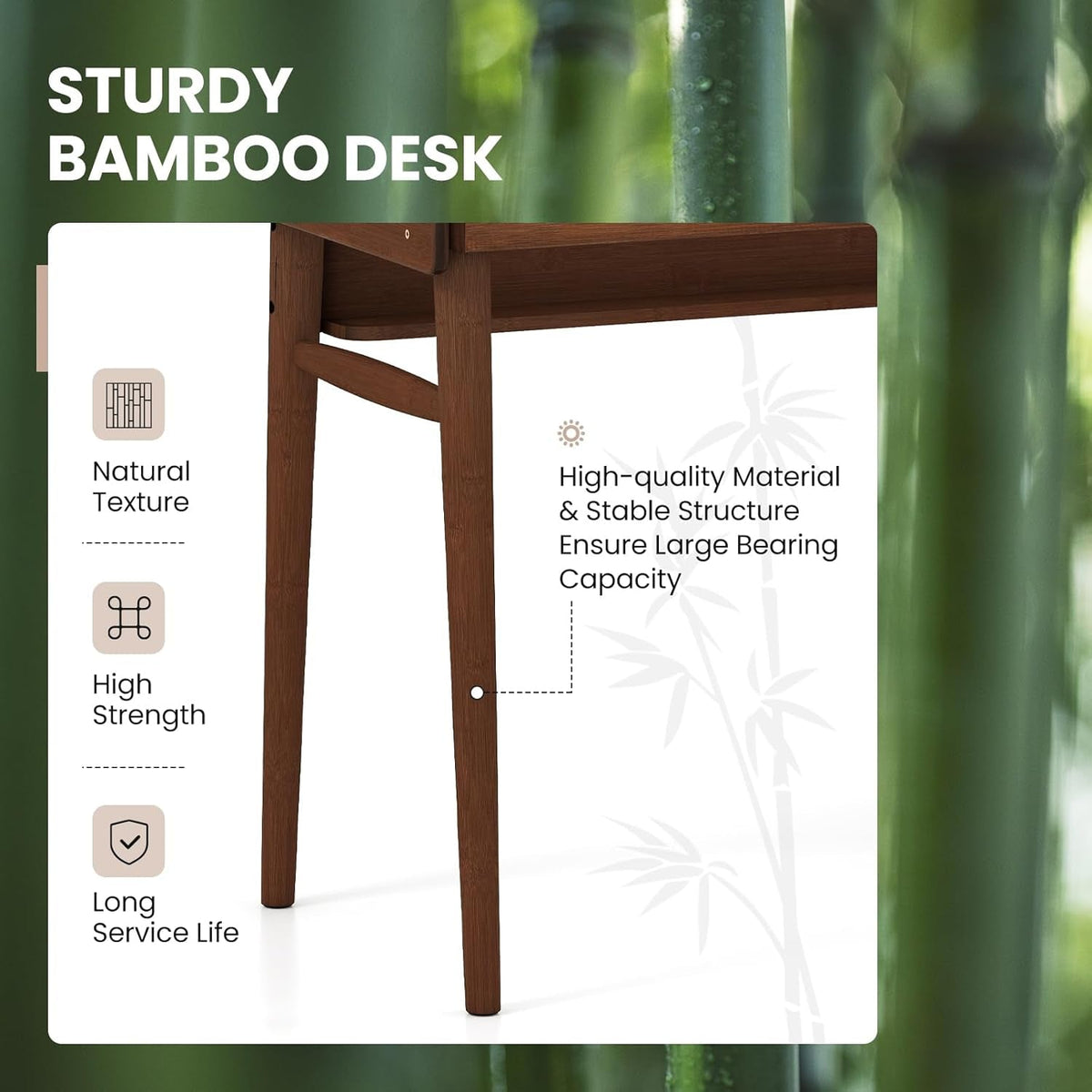 Walnut Bamboo Mid Century Modern Desktop Workstation