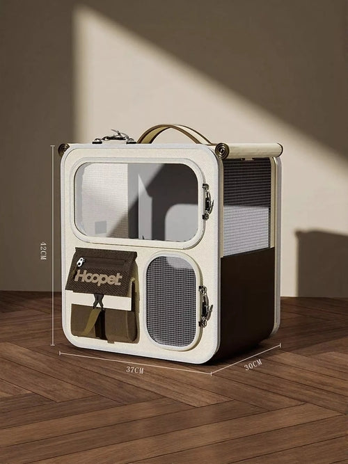 Pear Daisy rolling pet carrier with telescopic handle, durable plastic construction, and ergonomic design for easy pet transportation.